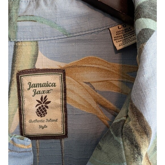 Jamaica Jaxx Size Large Hawaiian Shirt Silk Floral Mens Flowers Short Sleeve L - Picture 2 of 4